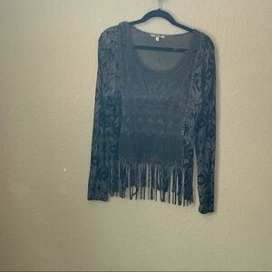 Women's Fringe Sweater - Gray